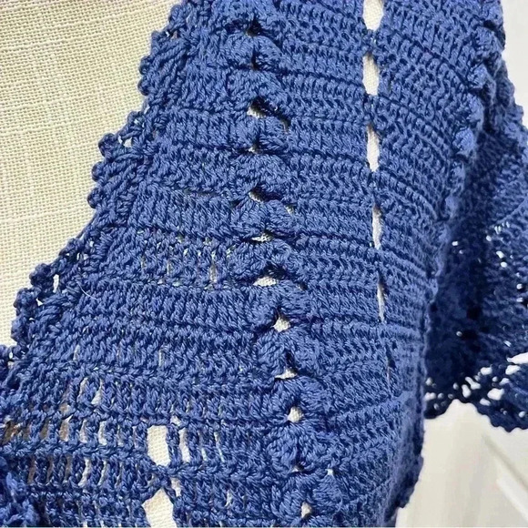 Vintage Kroshetta by papillon crochet button front sweater in dark blue❤️ - Picture 6 of 9